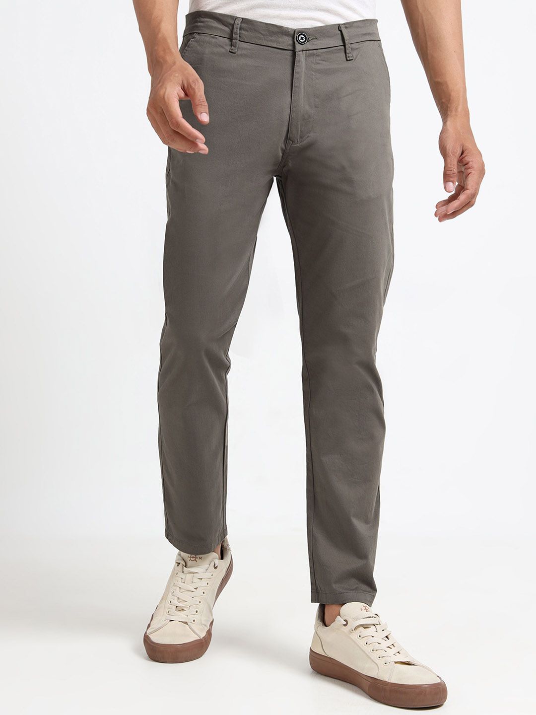 U.S. PITCHERS Men Slim Fit Low-Rise Chinos Trousers-picture-25