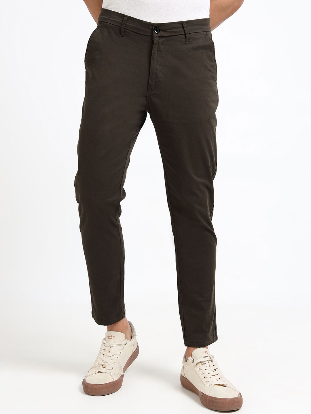 U.S. PITCHERS Men Slim Fit Low-Rise Cotton Chinos Trousers-picture-13