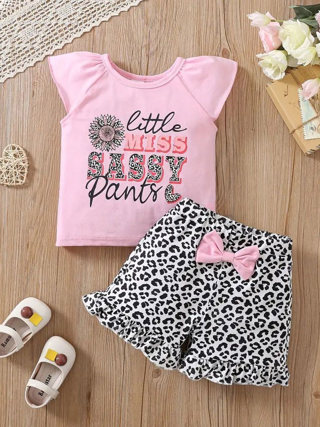 KEESOR Girls Printed Round Neck T-Shirt With Shorts-picture-38