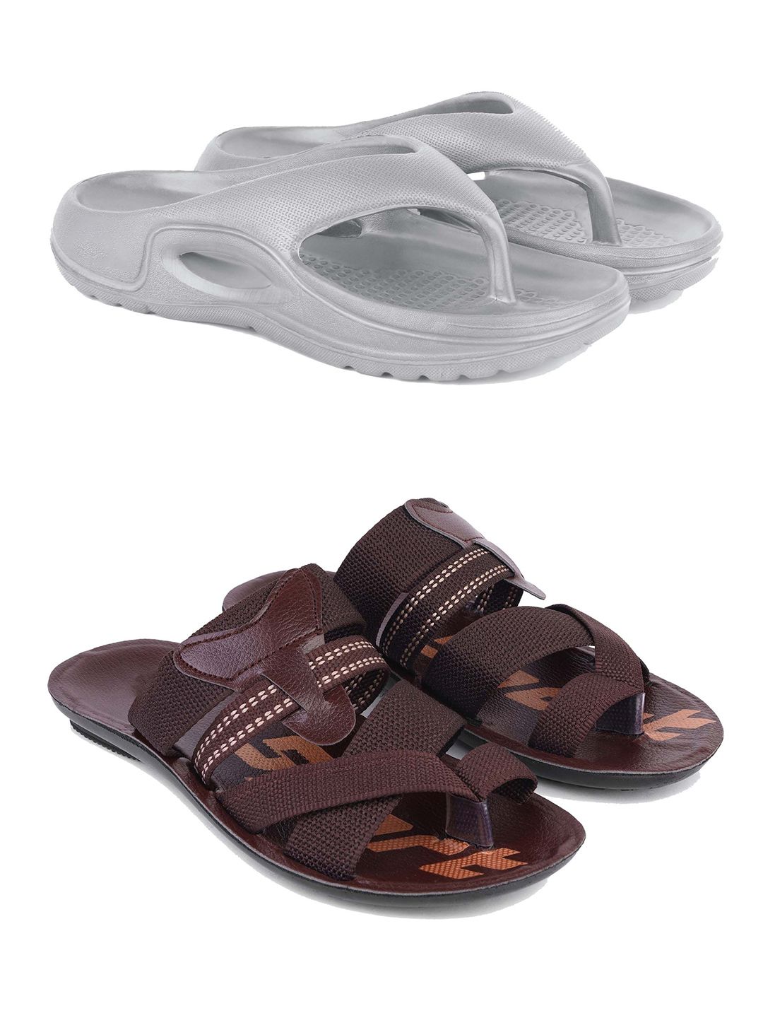 DRACKFOOT Men Set Of 2 Comfort Sandals & Thong Flip-Flops-image-3