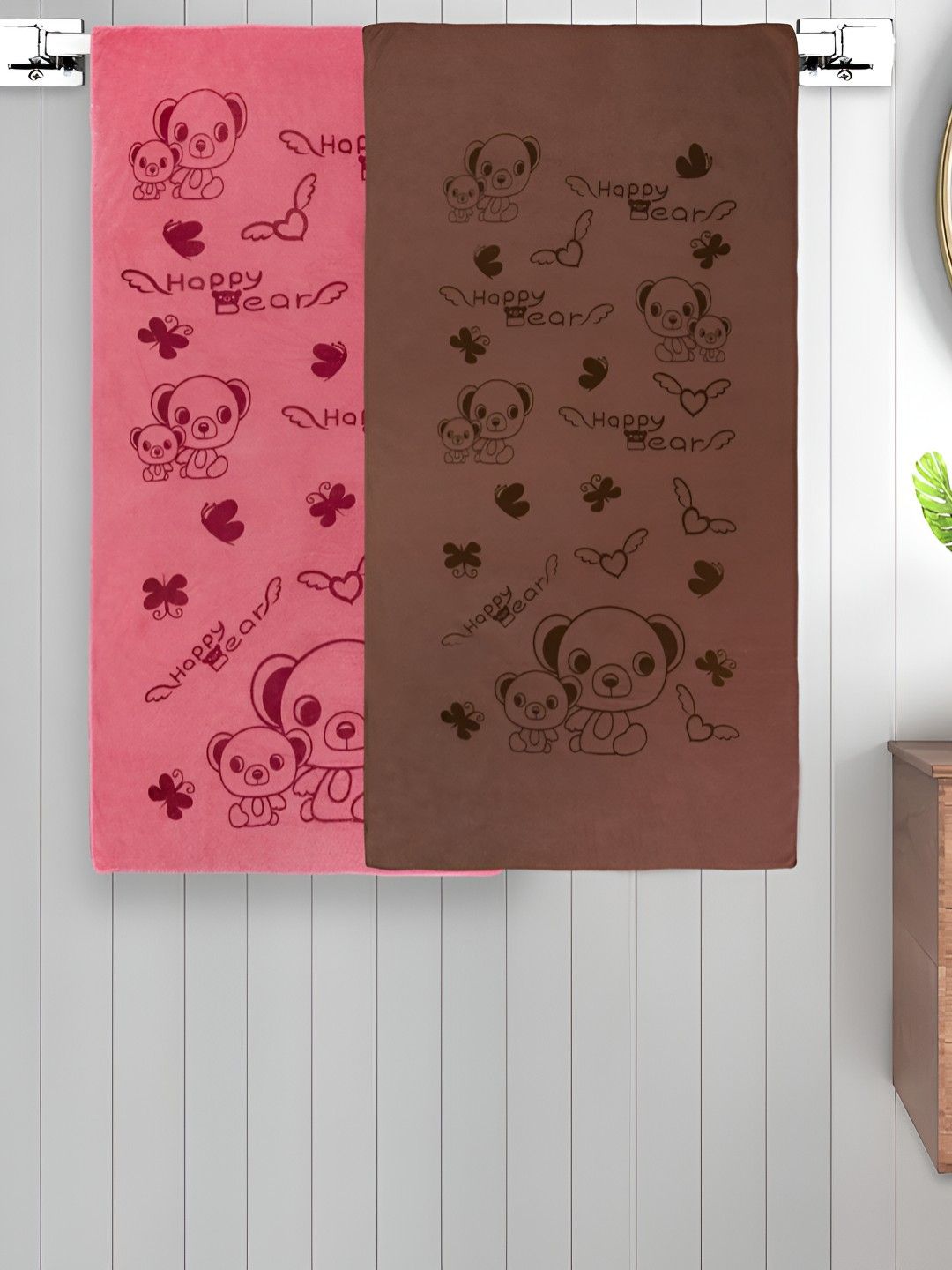 Myntra Elegant Homes Brown & Red 2 Printed Cotton 300 GSM Bath Towel-picture-30