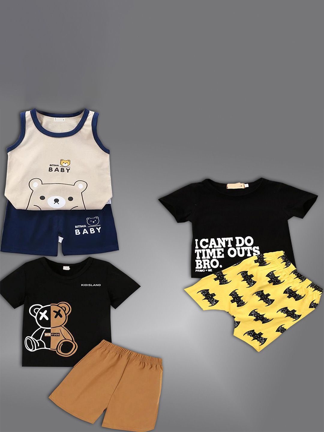 BAESD Kids Pack Of 3 Printed Short Sleeves T-shirt With Shorts-picture-28