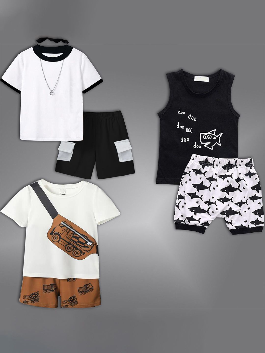 BAESD Kids Pack Of 3 Printed Short Sleeves T-shirt With Shorts-picture-11