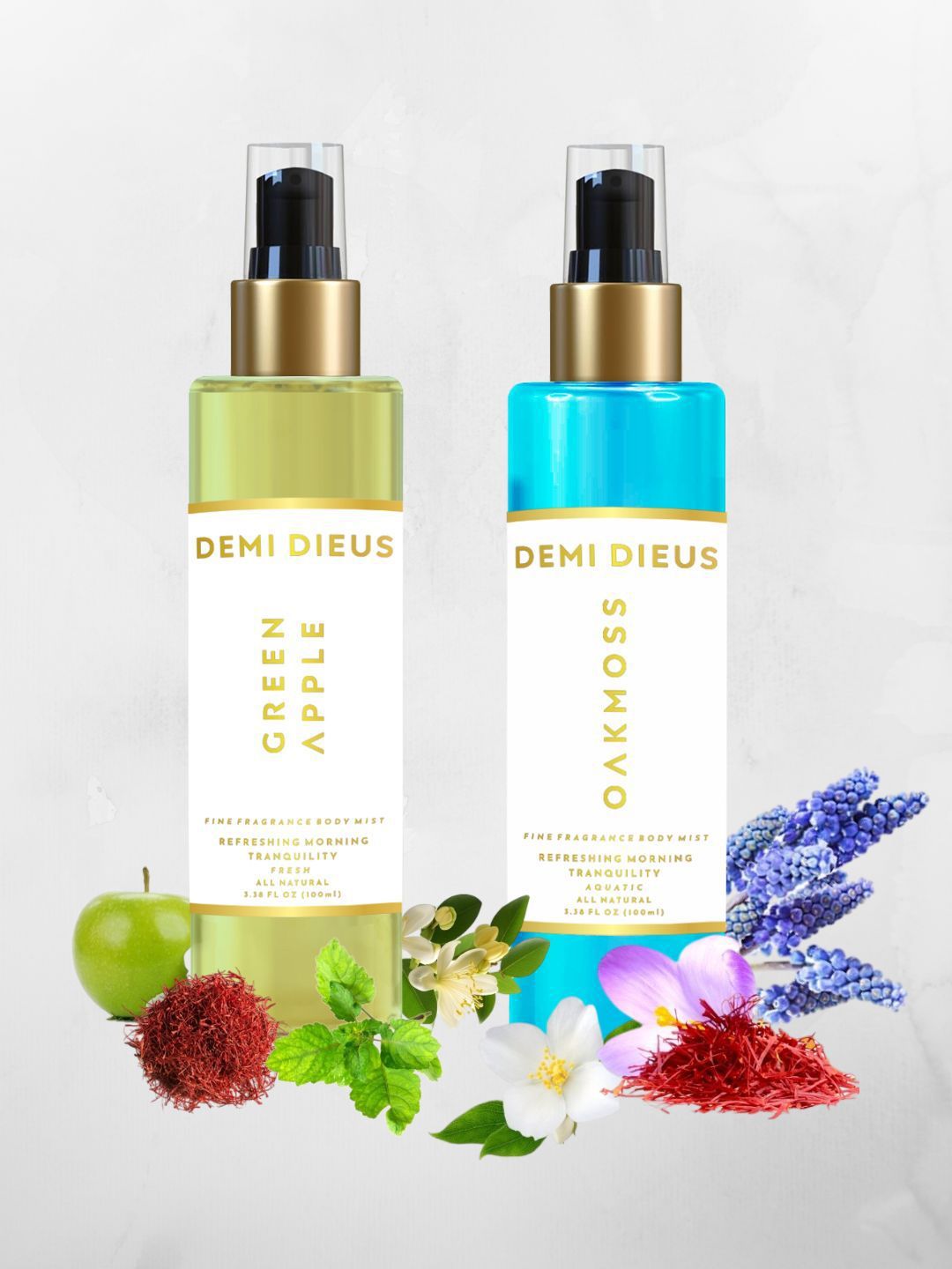 DEMI DIEUS Men Set Of 2 Green Apple & Oakmoss Fragrance Body Mist - 100 ml Each-image-46