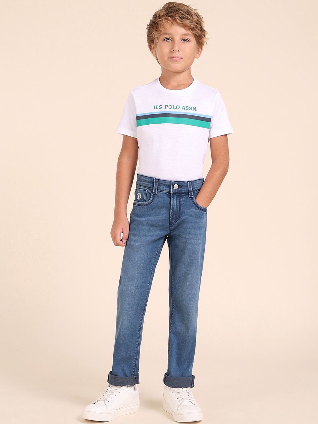 U.S. Polo Assn. Kids Boys Slim Fit Mid-Rise Light Fade Stretchable Jeans-picture-11