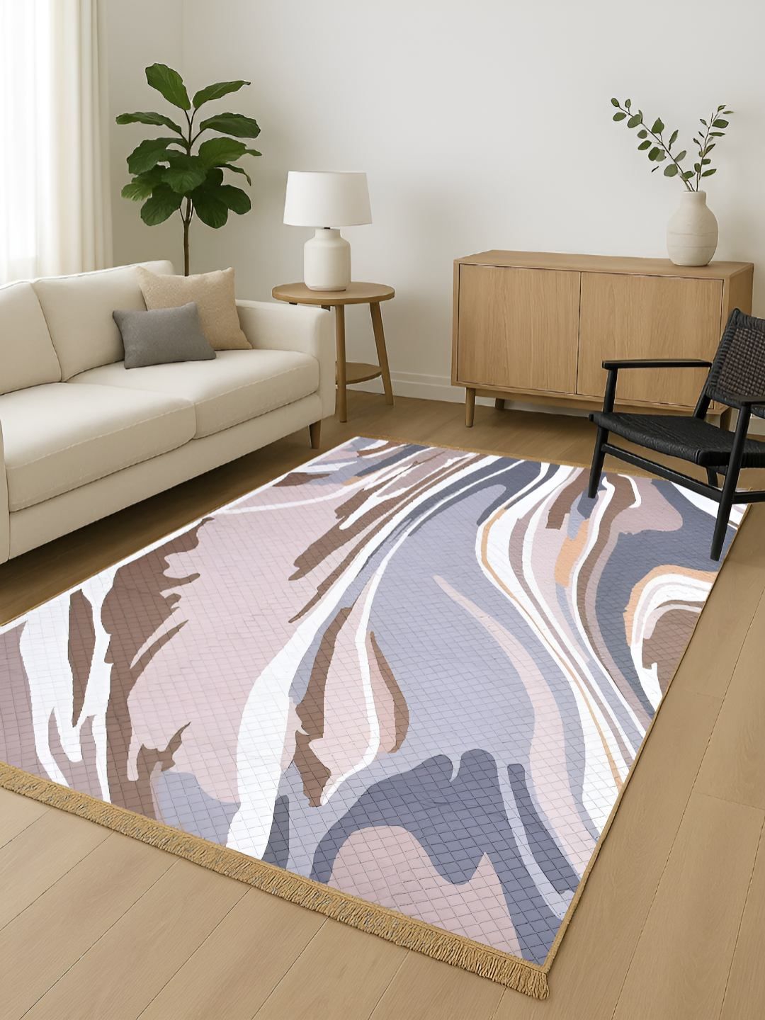 Myntra Elegant Homes Brown Abstract No Shredding Polyester Carpet-picture-13