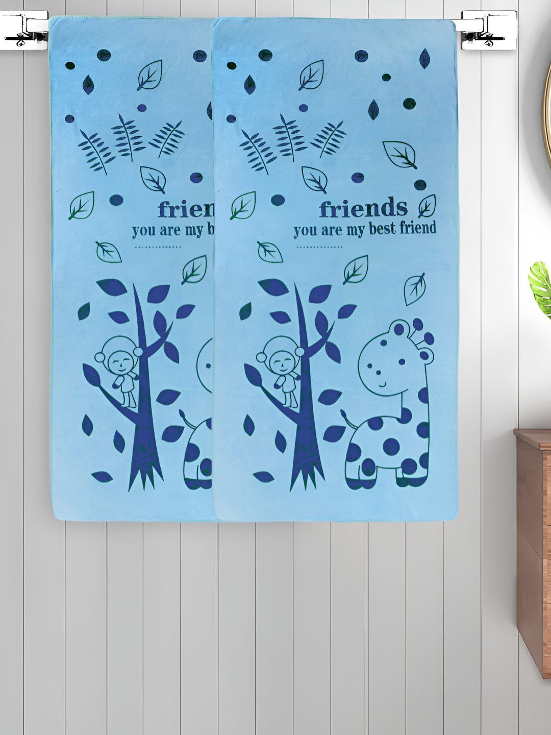 Myntra Elegant Homes Blue & Black 2 Printed Cotton 300 GSM Bath Towel-picture-20