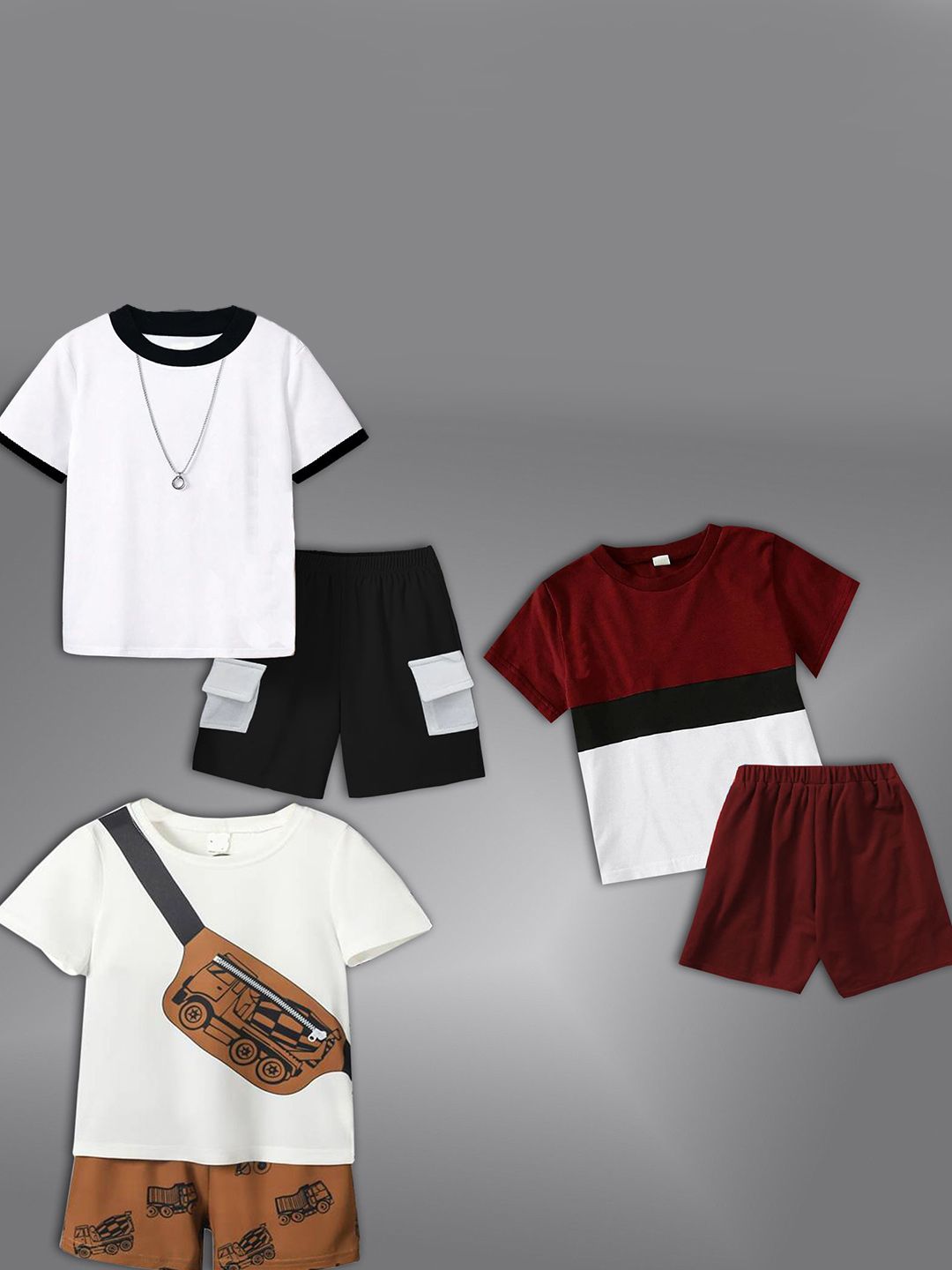 BAESD Kids Pack Of 3 Printed Short Sleeves T-shirt With Shorts-picture-17