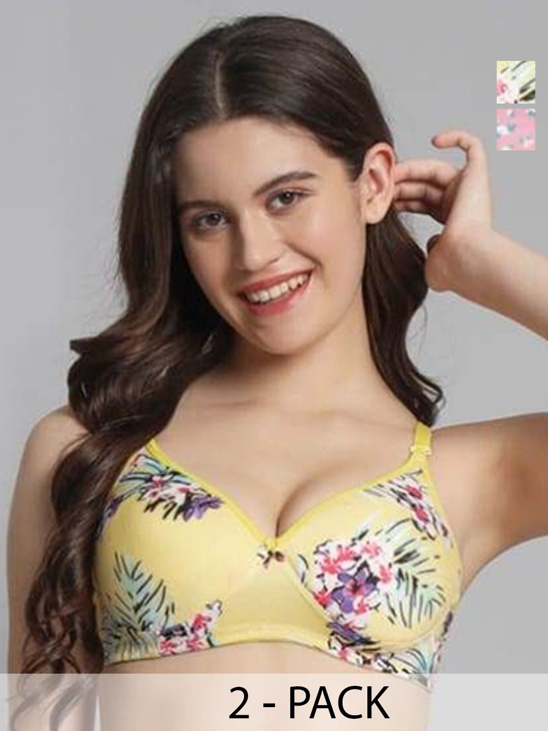 Calcados Women Pack Of 2 Floral Full Coverage Lightly Padded Bra