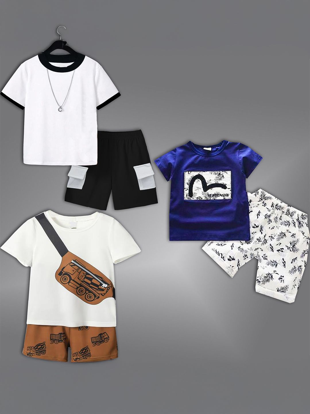 BAESD Kids Pack Of 3 Printed Short Sleeves T-shirt With Shorts-picture-45