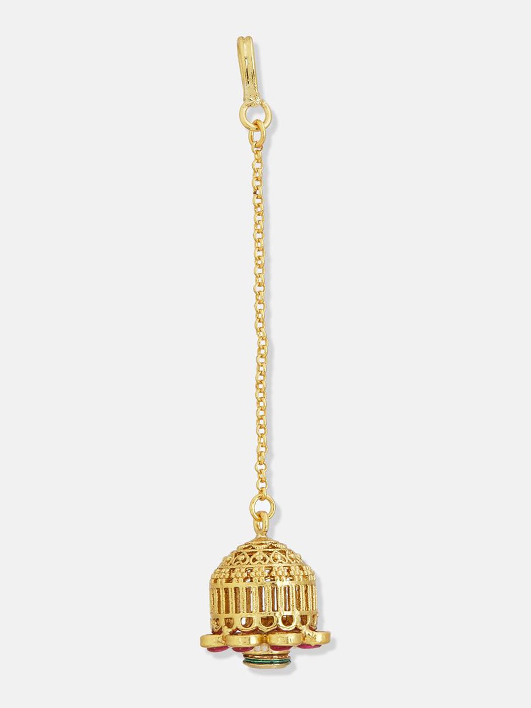 ATIBELLE Set of 2 Gold-Plated Stone Studded and Rajasthani Borla Beaded Maang Tikkas