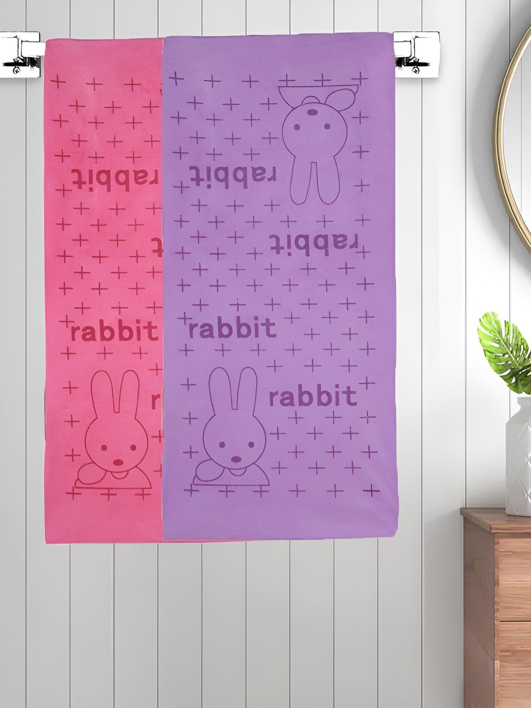 Myntra Elegant Homes Purple & Pink 2 Printed Cotton 300 GSM Bath Towel-picture-25