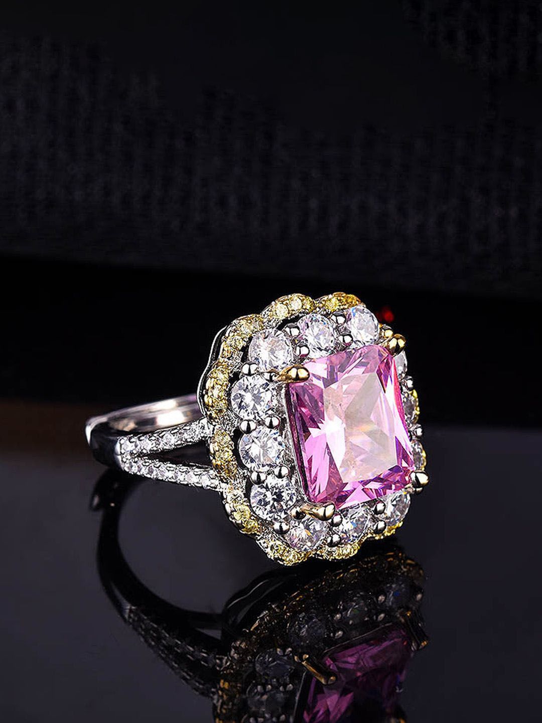 Designs & You Silver-Plated Cubic Zirconia Stone-Studded Finger Ring-picture-35