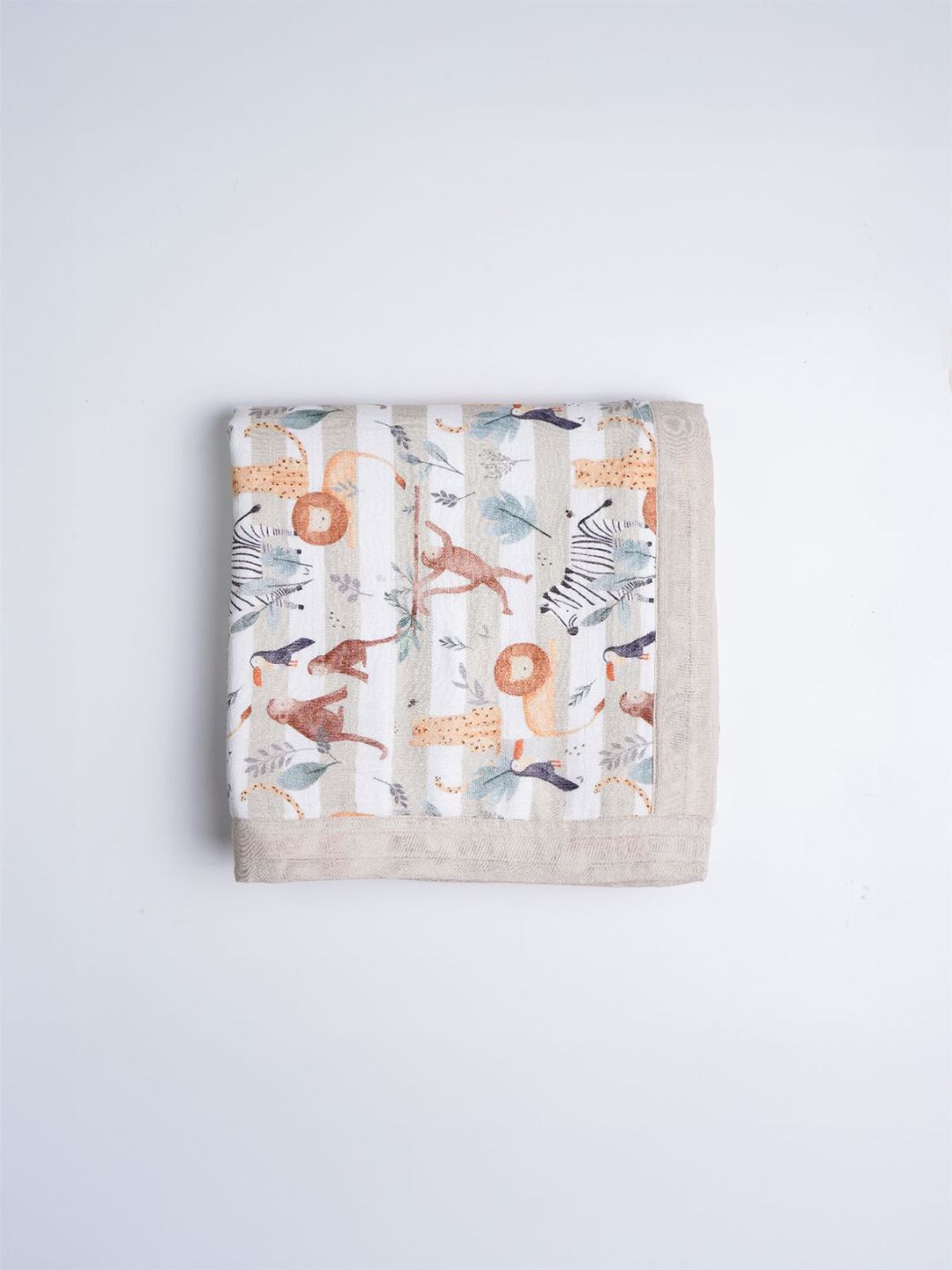 cocoon care Beige & Green Ethnic Motifs 120 GSM Single Bed Blanket-picture-30
