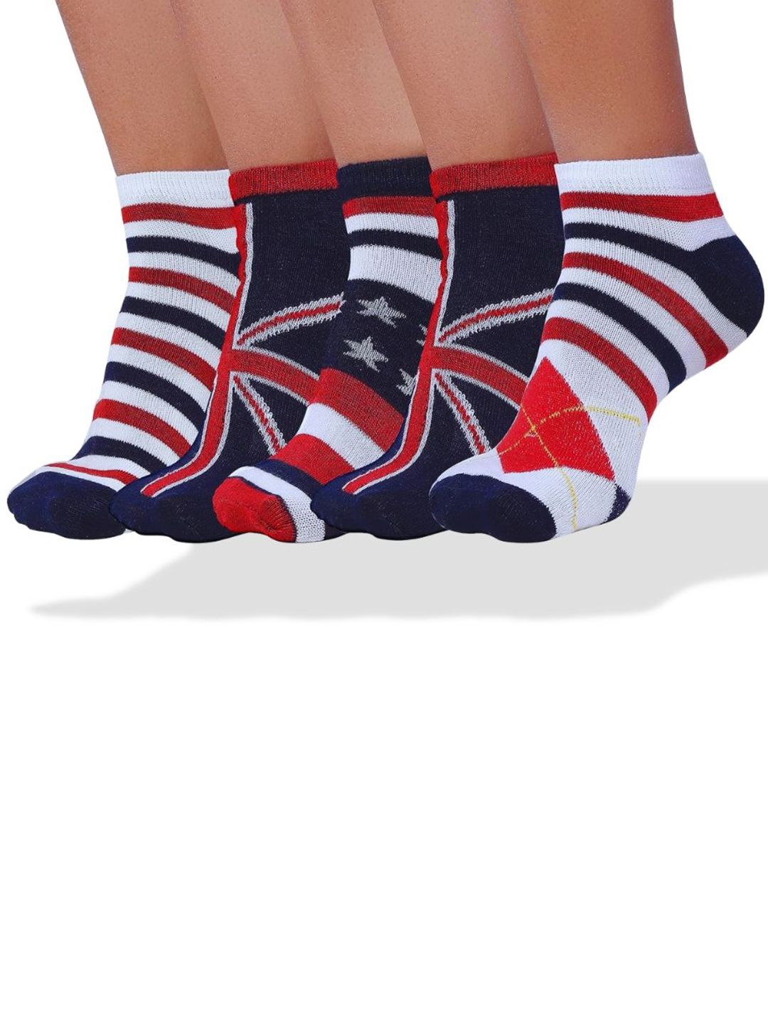 MJE Men Pack Of 5 Patterned Ankle Length Socks-picture-34