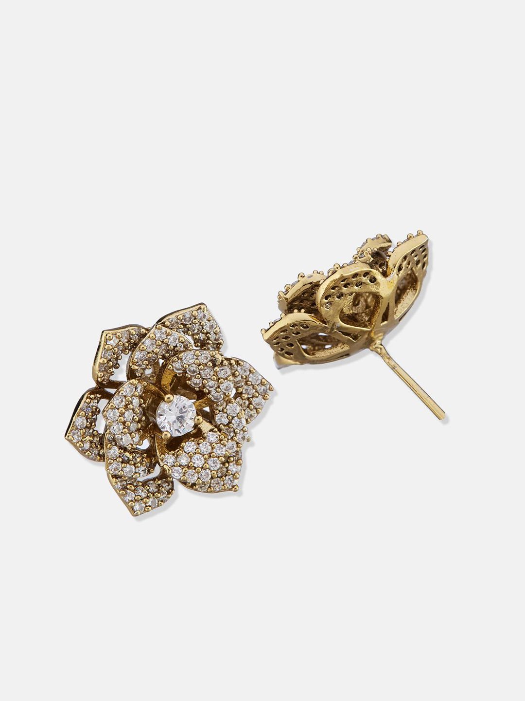 ATIBELLE Set Of 2 Gold-Plated Cubic Zirconia Studded Circular Studs