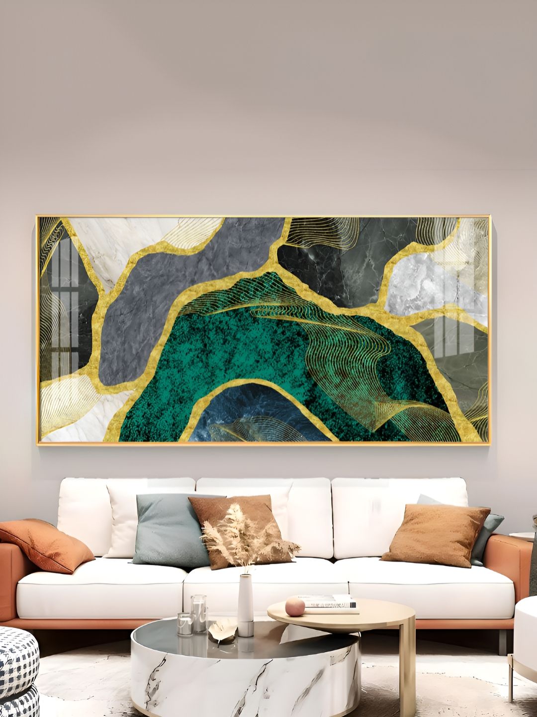 THE NEXT DECOR Green Glass Finish Horizontal Wall Art-picture-26