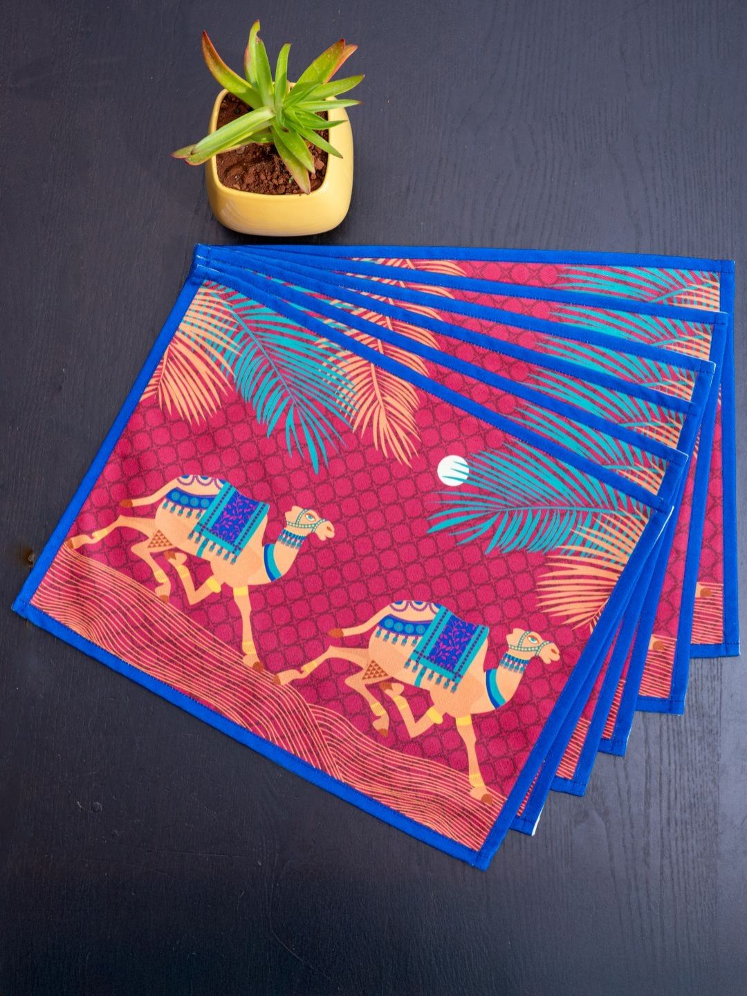 Indisca Designs 6-Pcs Blue & White Printed Table Placemats-image-7