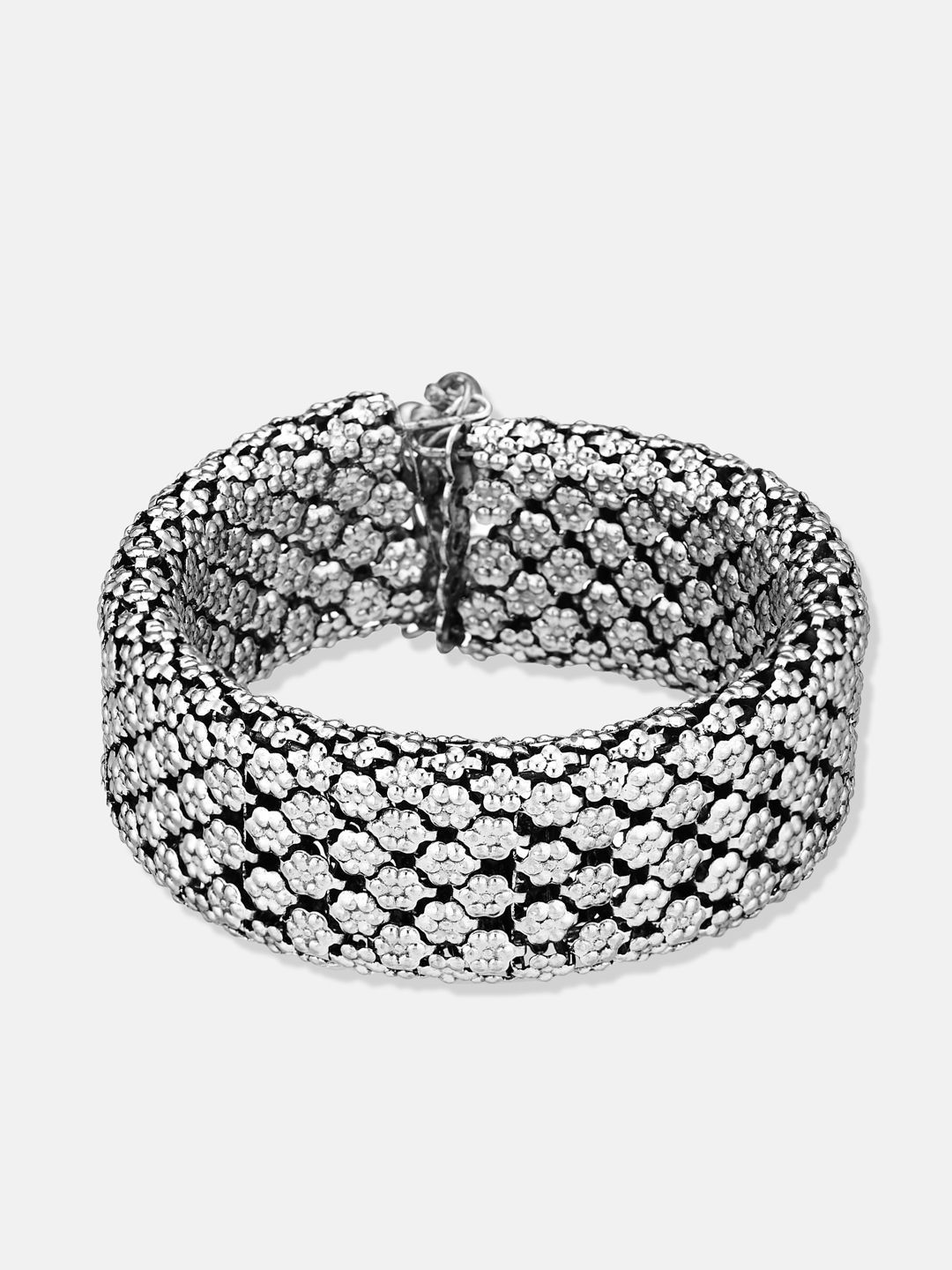 ATIBELLE Women 2 Brass Silver-Plated Cuff Bracelet