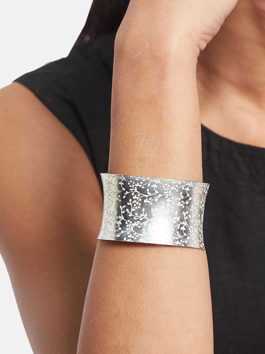 ATIBELLE Women 2 Brass Silver-Plated Wraparound Bracelet