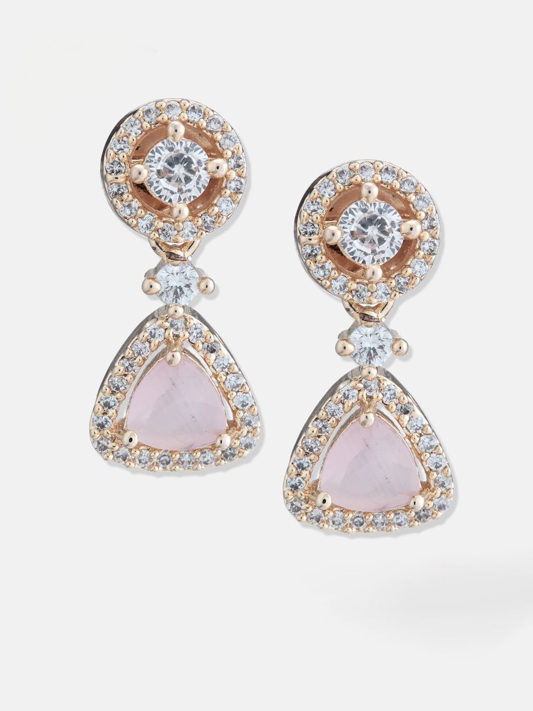 ATIBELLE Set Of 2 Silver-Plated Cubic Zirconia Studded Contemporary Studs