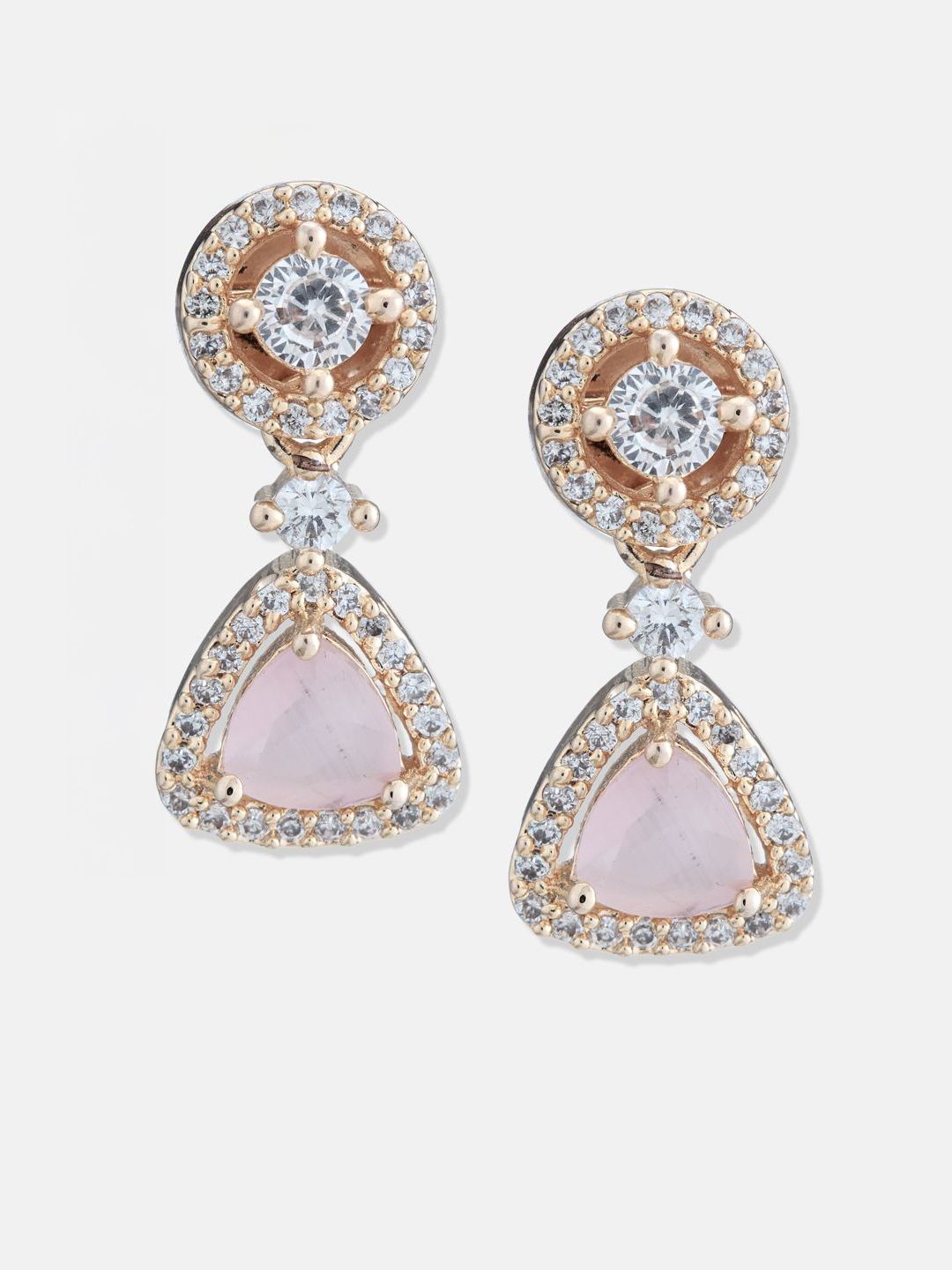 ATIBELLE Set Of 2 Gold-Plated Cubic Zirconia Studded Floral Studs