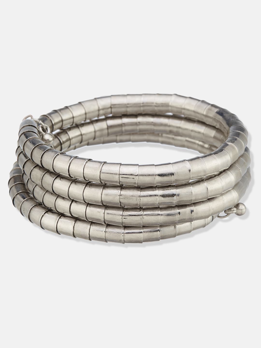ATIBELLE Women 2 Brass Silver-Plated Wraparound Bracelet