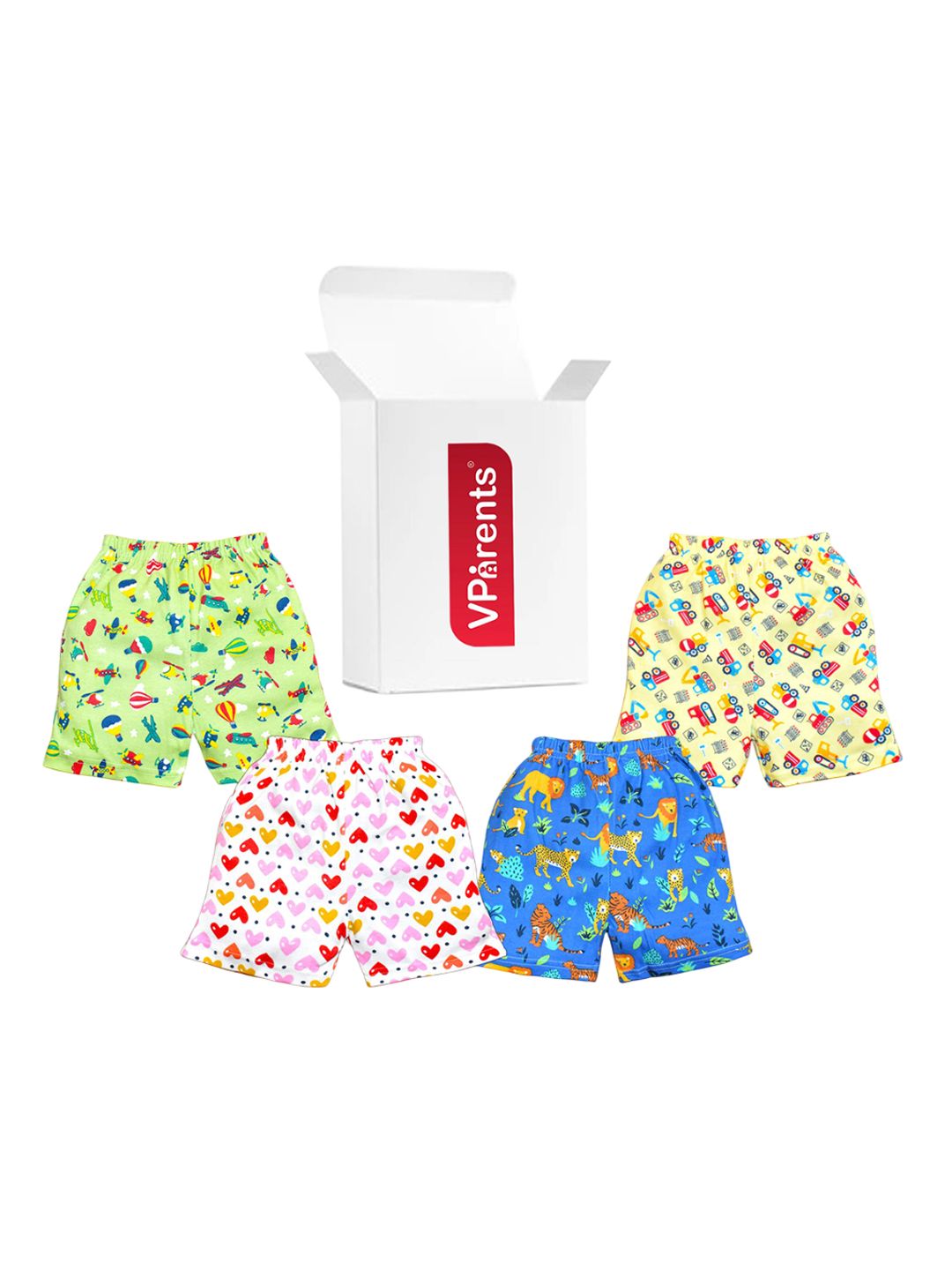 VParents Unisex Kids Pack Of 4 Regular Fit Regular Printed Shorts-image-6