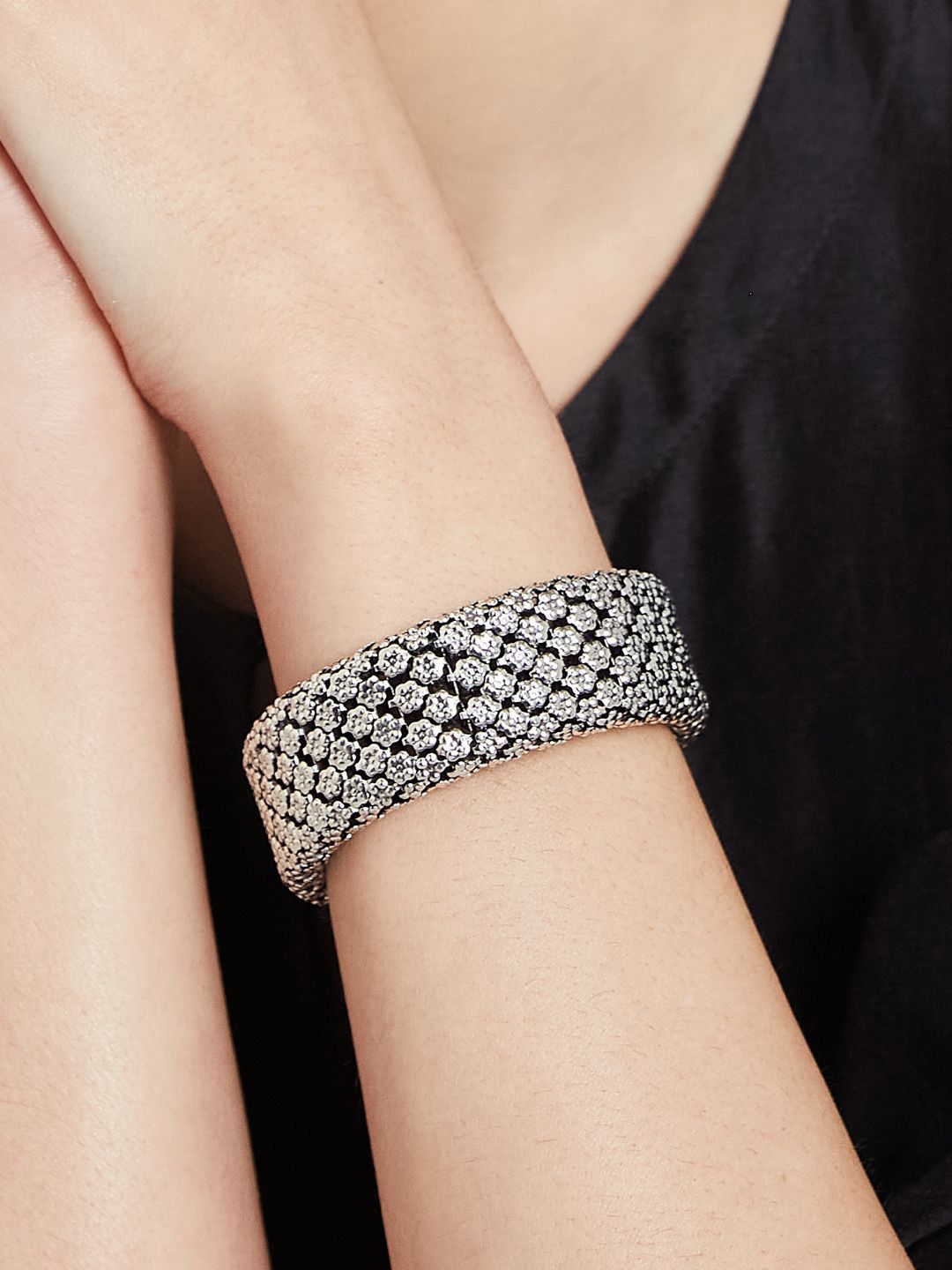 ATIBELLE Women 2 Brass Silver-Plated Wraparound Bracelet