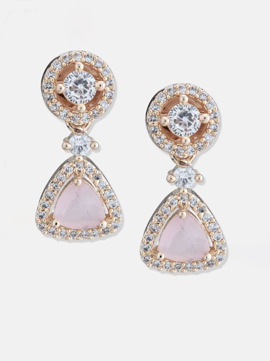 ATIBELLE Set of 2 Silver Plated Cubic Zirconia Studded Circular Shaped Studs