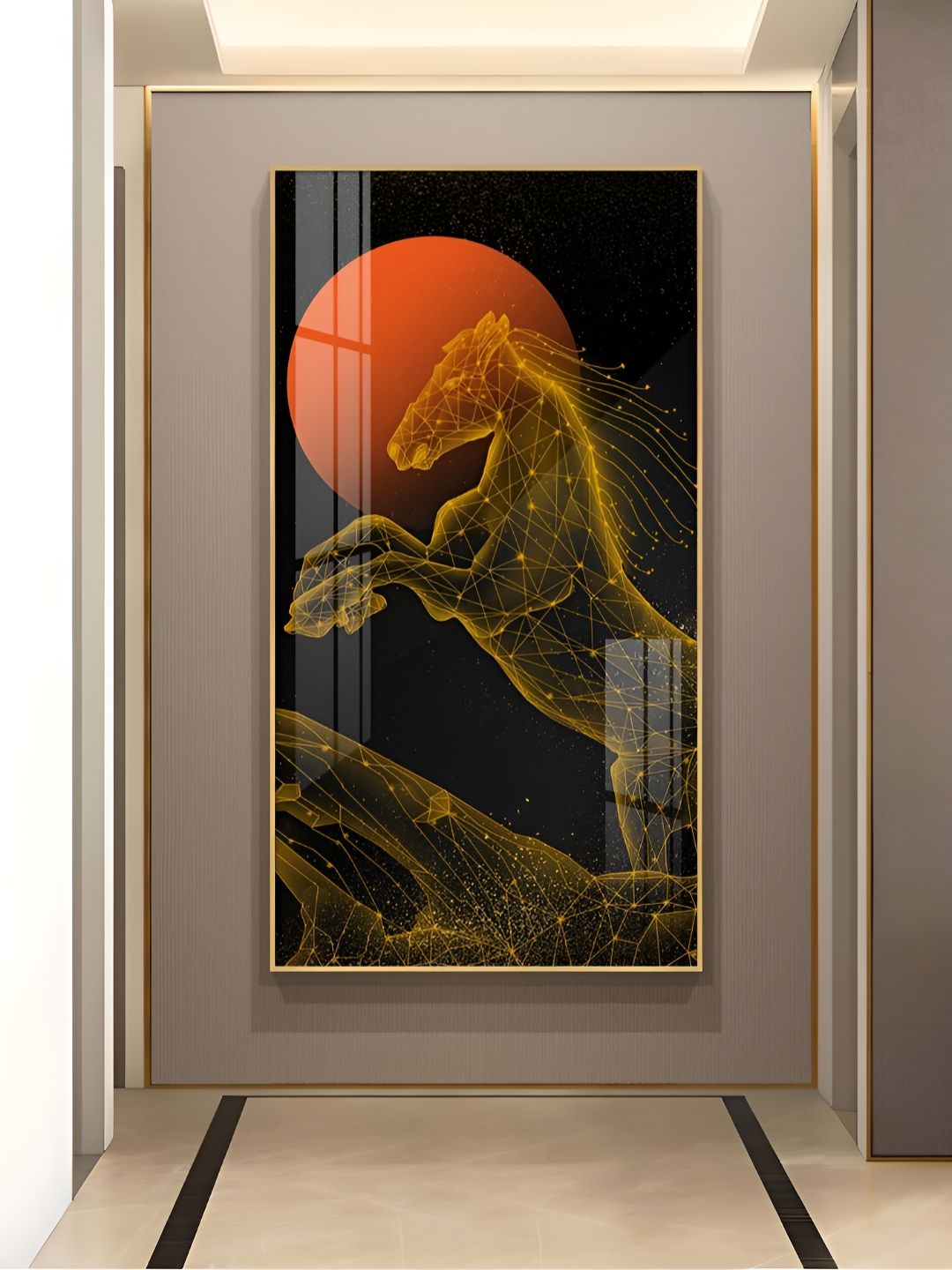 THE NEXT DECOR Black & Yellow Equinox Elegance Glass Finish Vertical Wall Art-picture-20