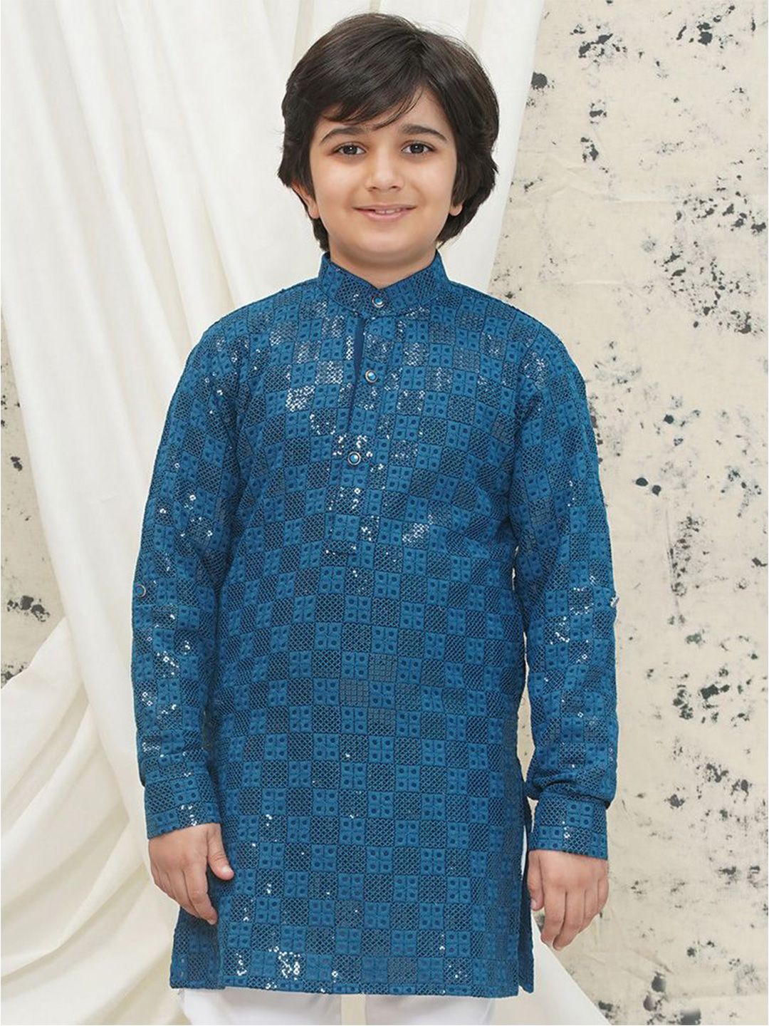 Aj DEZInES Boys Geometric Embroidered Sequinned Kurta-picture-26