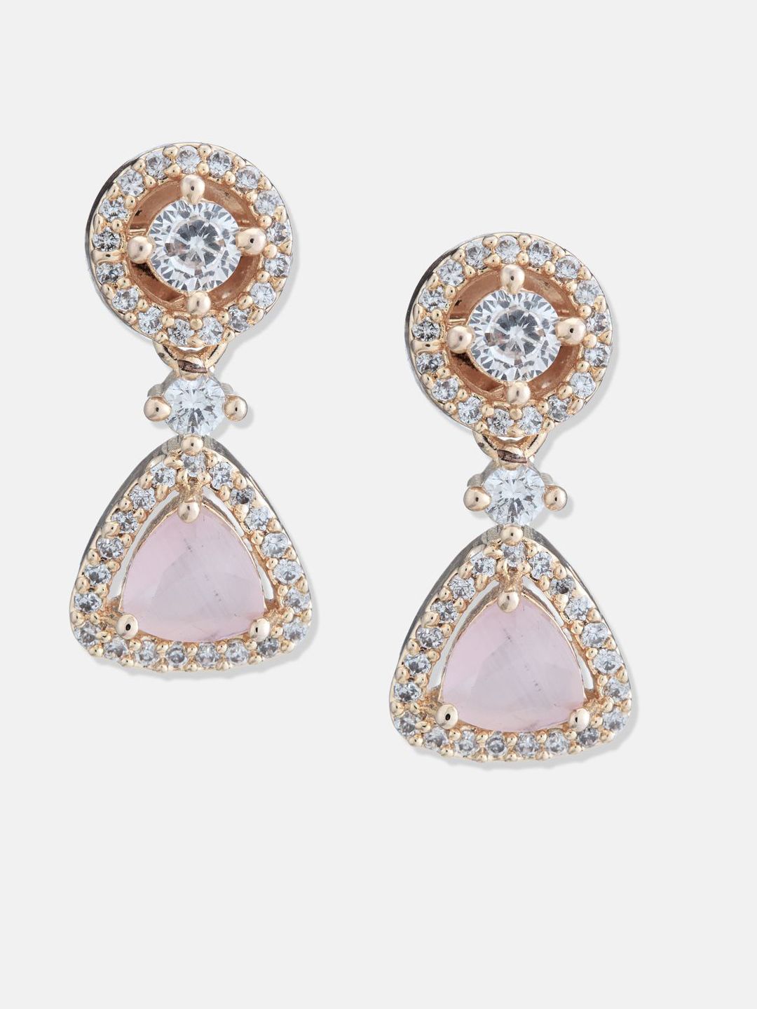 ATIBELLE Set Of 2 Silver-Plated Cubic Zirconia Studded Floral Shaped Studs