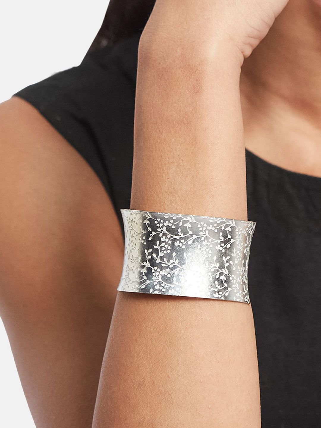 ATIBELLE Women 2 Brass Silver-Plated Cuff Bracelet