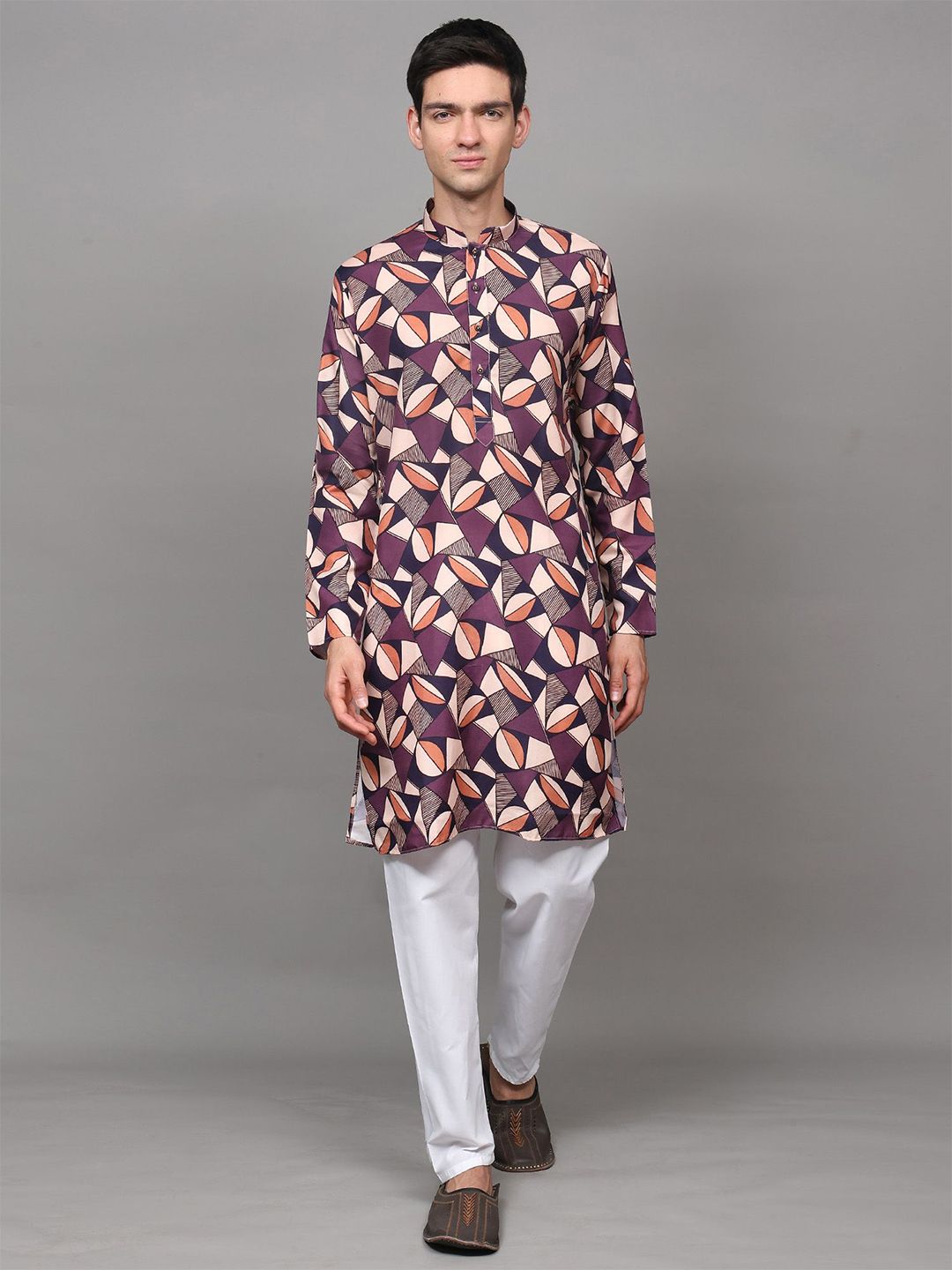 Exotic India Men Printed Regular Kurta with Pyjamas-picture-37