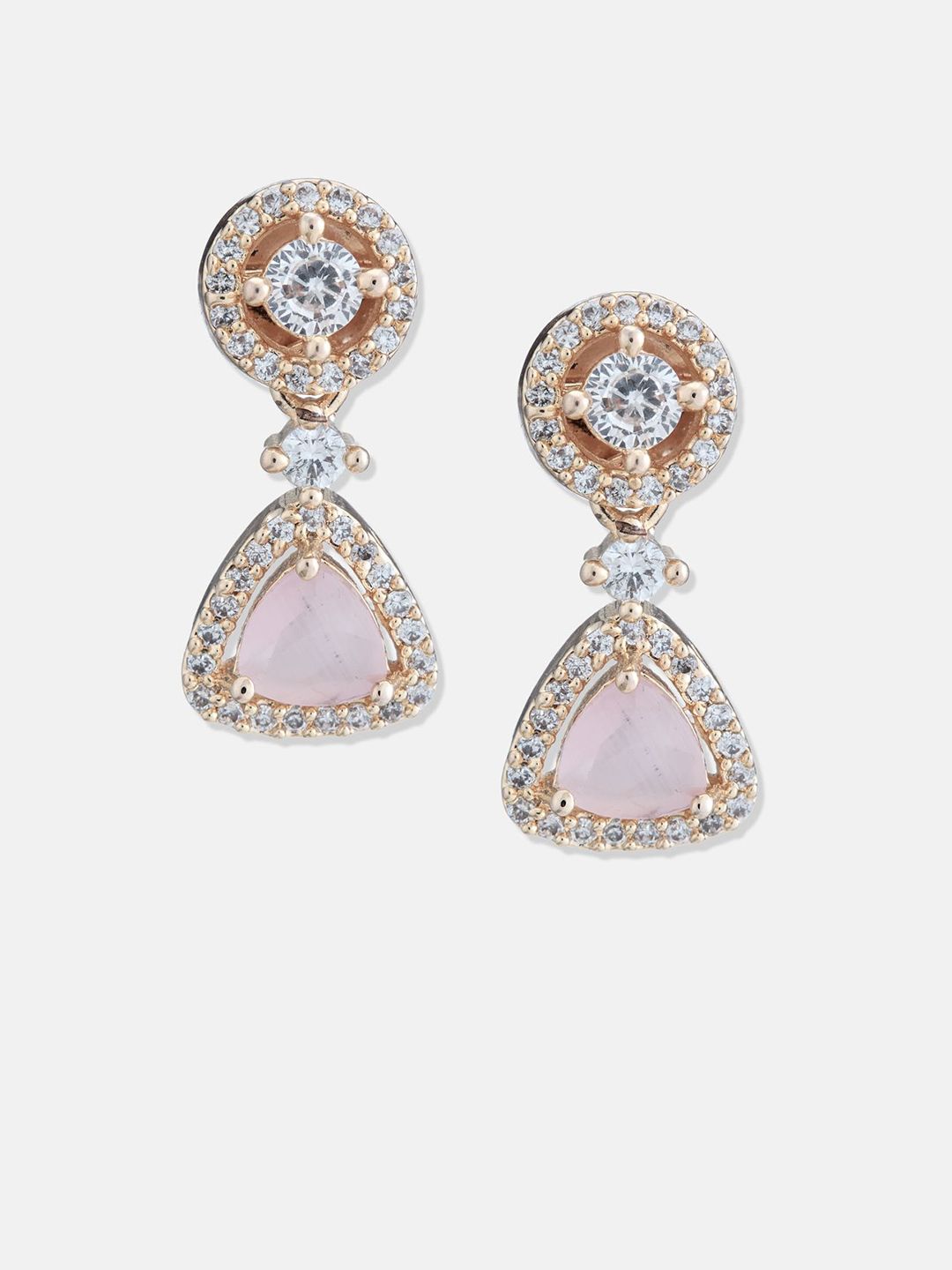 ATIBELLE Set Of 2 Gold-Plated Cubic Zirconia Studded Circular Shaped Studs