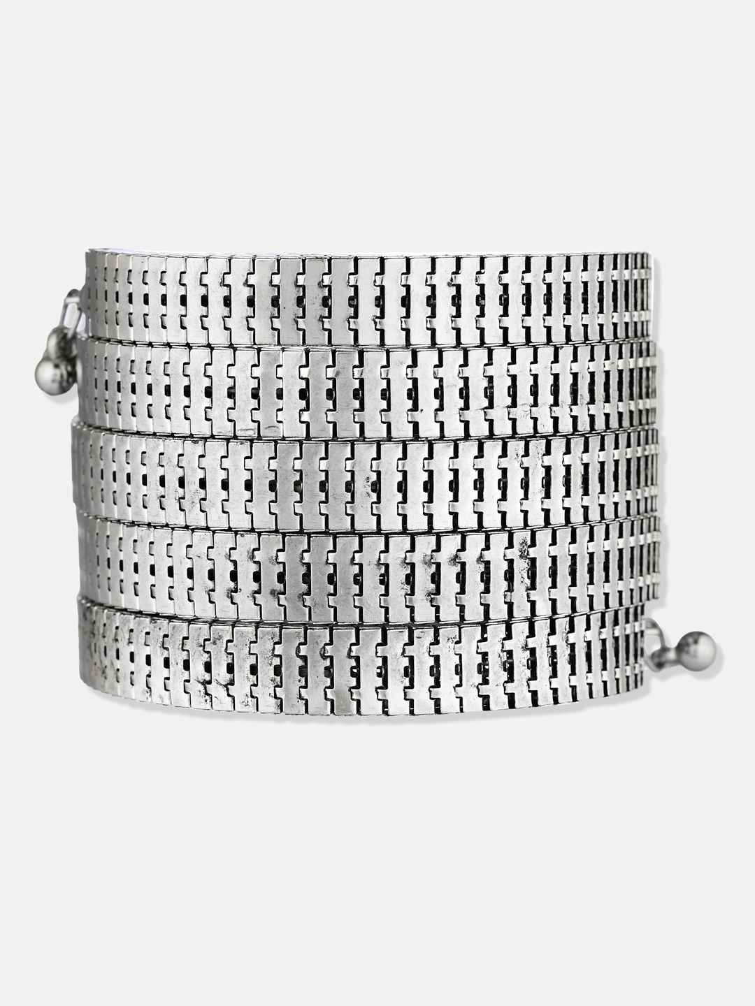 ATIBELLE Women 2 Brass Silver-Plated Cuff Bracelet