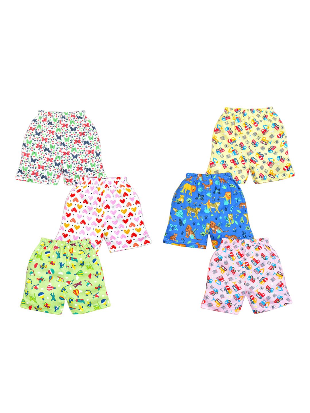 VParents Unisex Kids Pack Of 6 Printed Regular Fit Regular Shorts-image-2