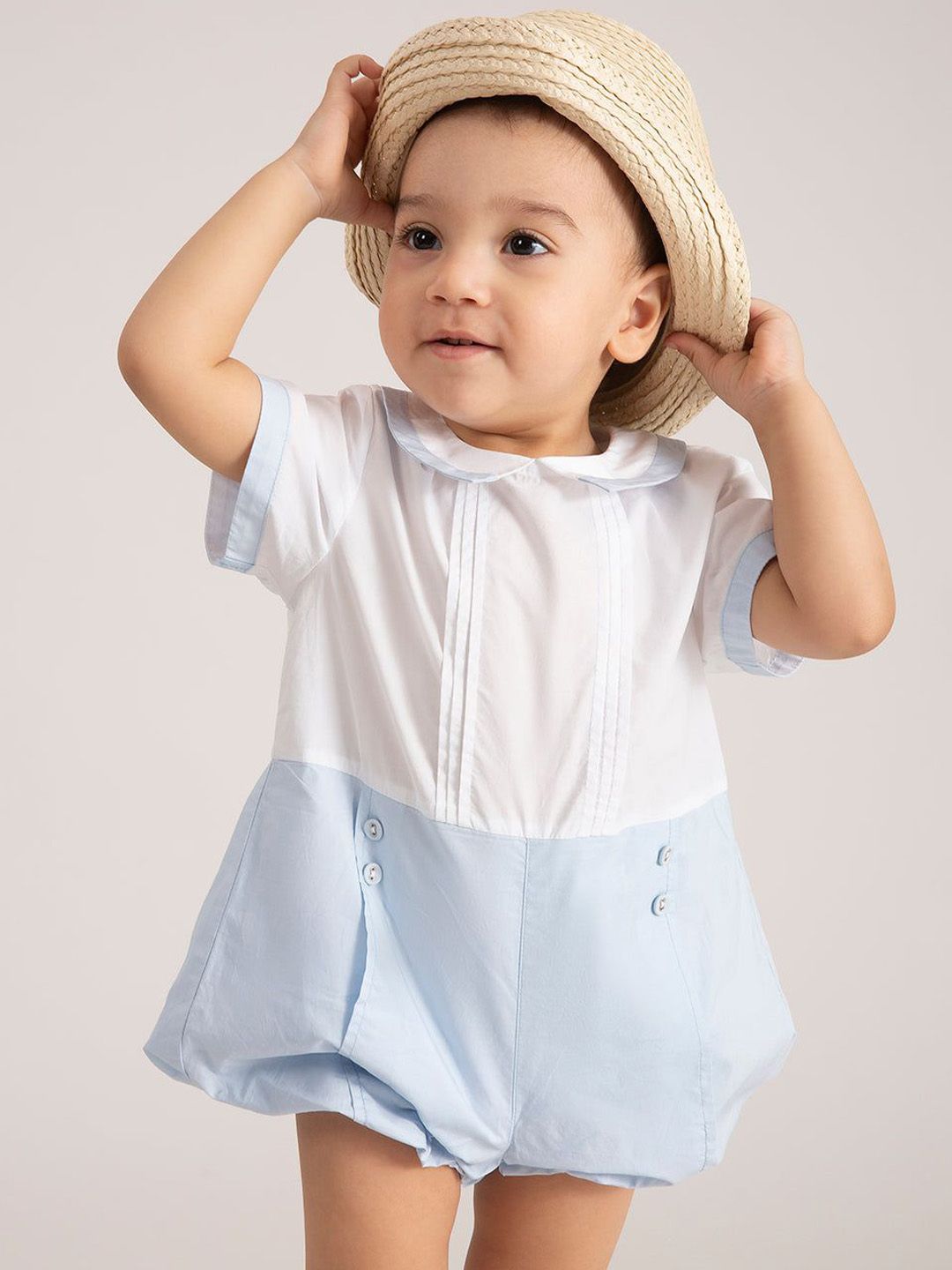 THE BABY TRUNK Infant Unisex Soft Blue Organic Cotton Bodysuit-picture-14