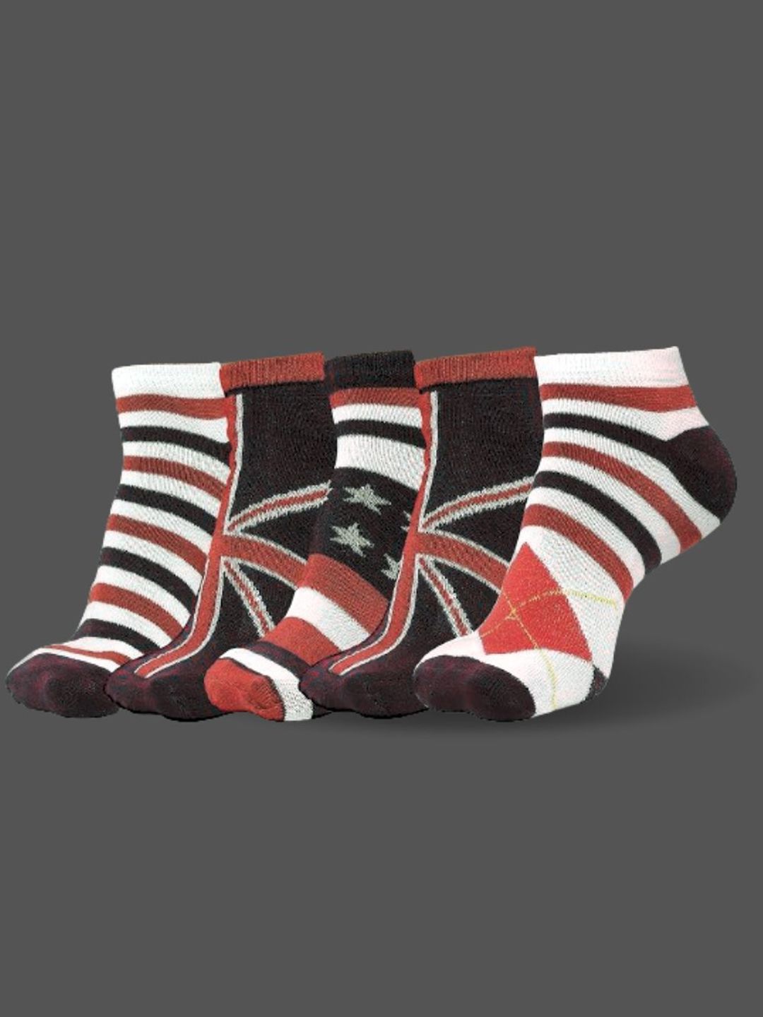 MJE Men Pack Of 5 Patterned Ankle Length Socks-picture-10