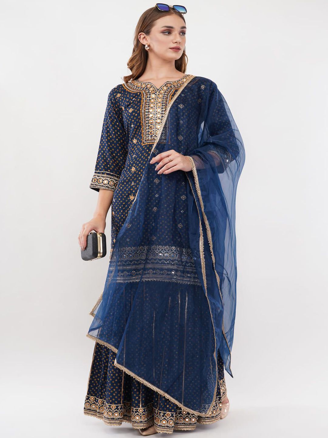 Ethereal Bandhani Kurta Set With Dupatta - Dark Maroon