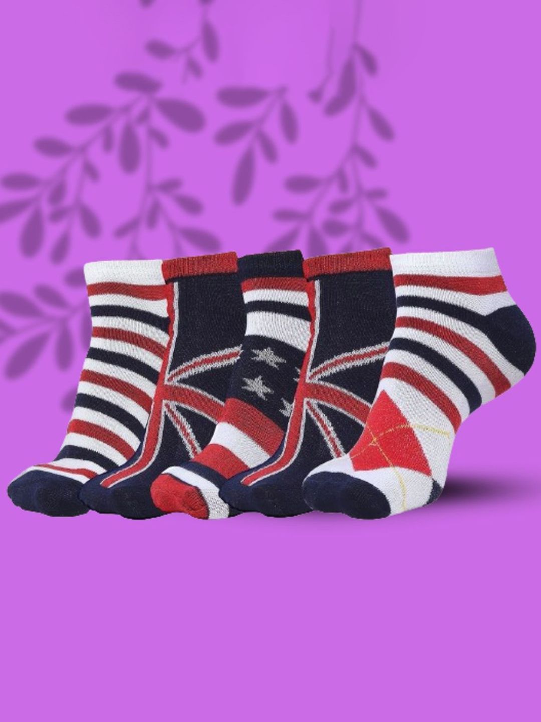 MJE Men Pack Of 5 Flag Patterned Ankle Length Socks-picture-20