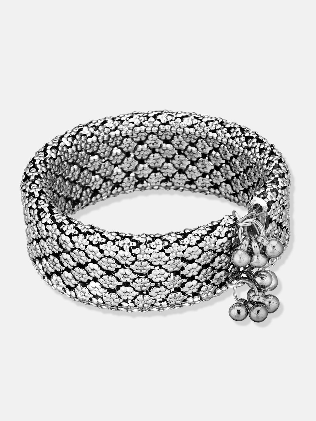 ATIBELLE Women 2 Brass Silver-Plated Cuff Bracelet