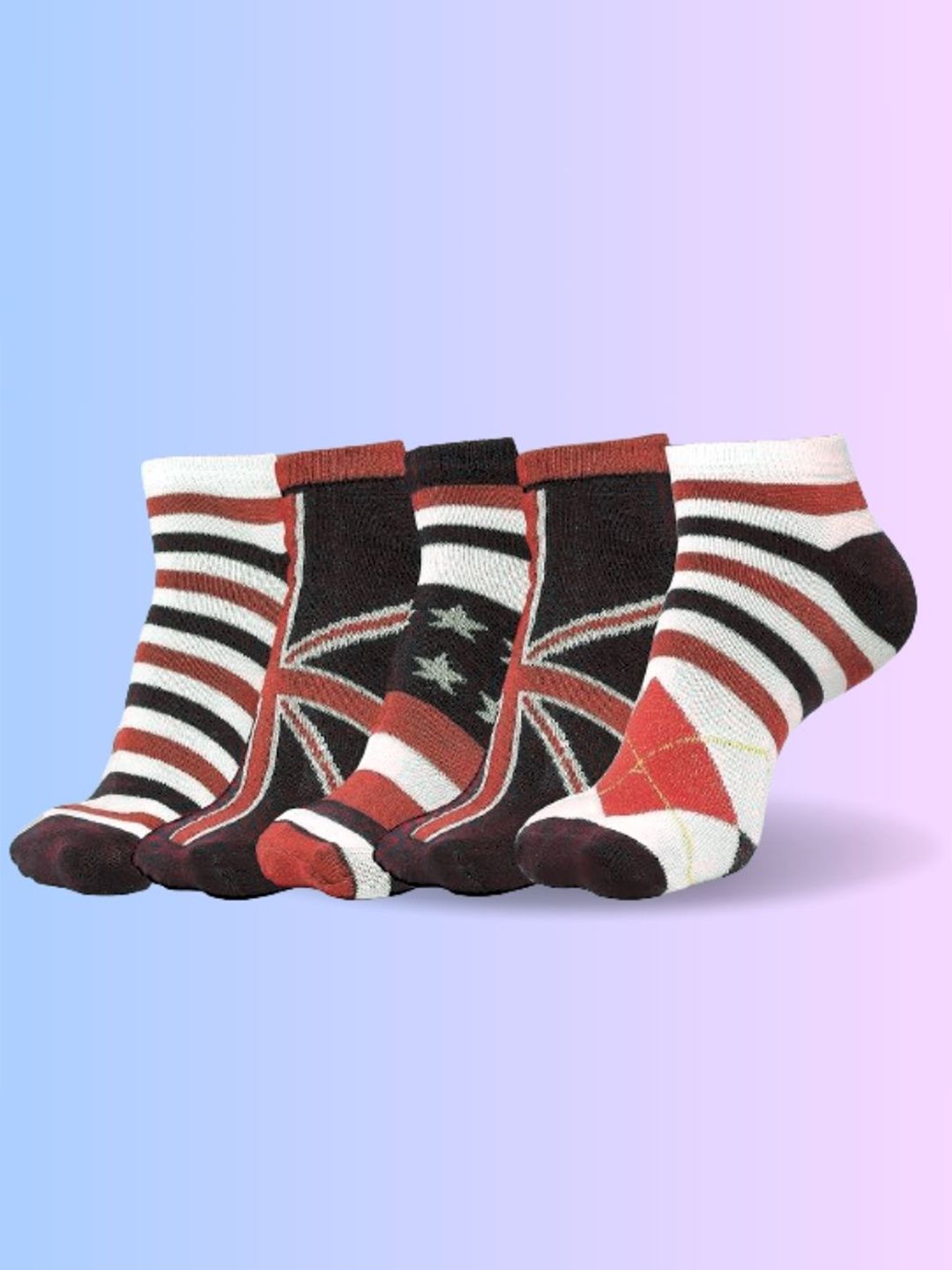MJE Men Pack Of 5 Patterned Ankle Length Socks-picture-42