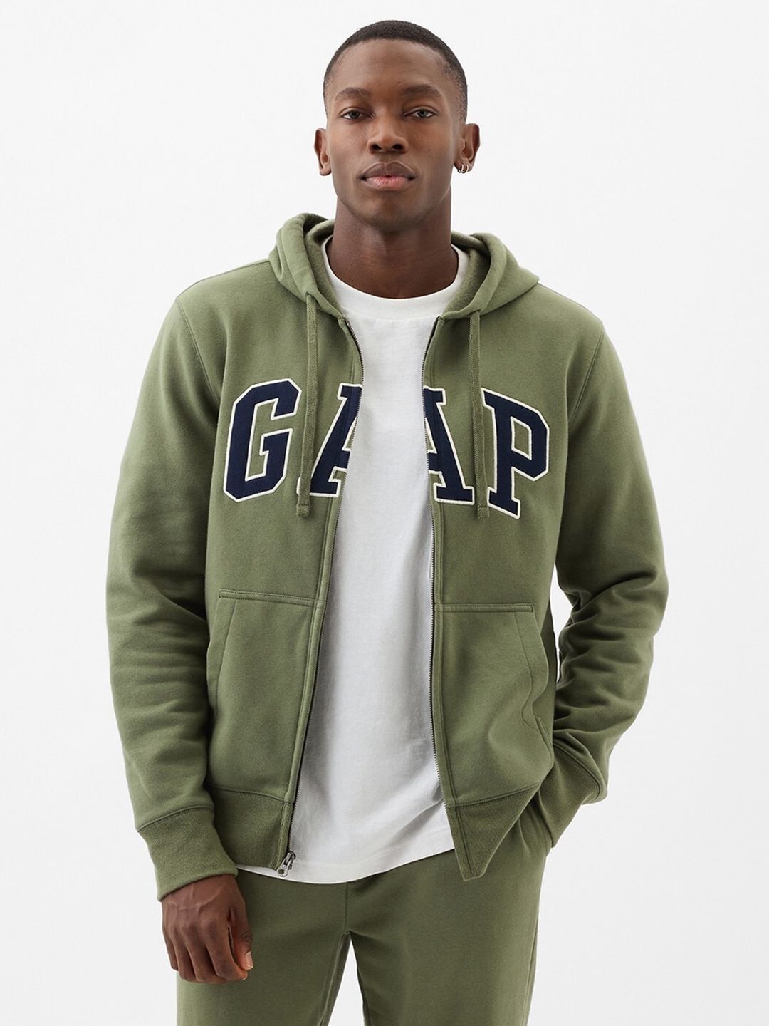 GAP Logo Embroidered Front-Open Sweatshirt