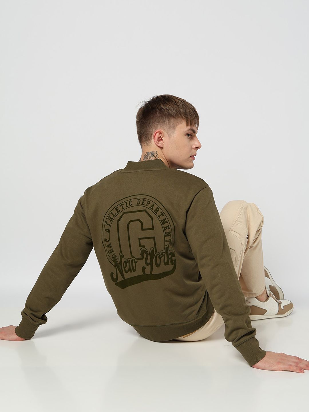 GAP Typography Printed Mandarin Collar Sweatshirt