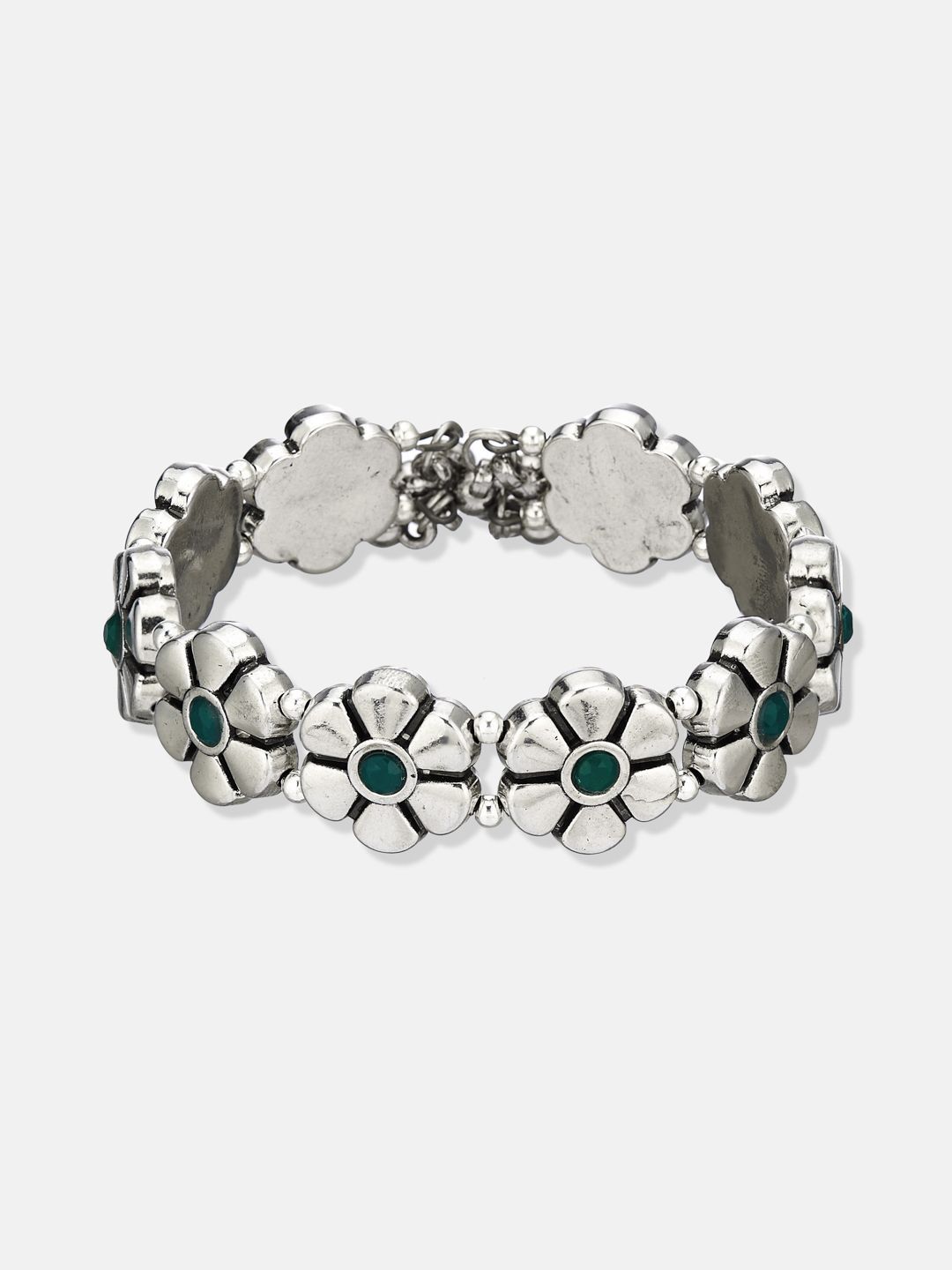 ATIBELLE Women 2 Brass Silver-Plated Wraparound Bracelet