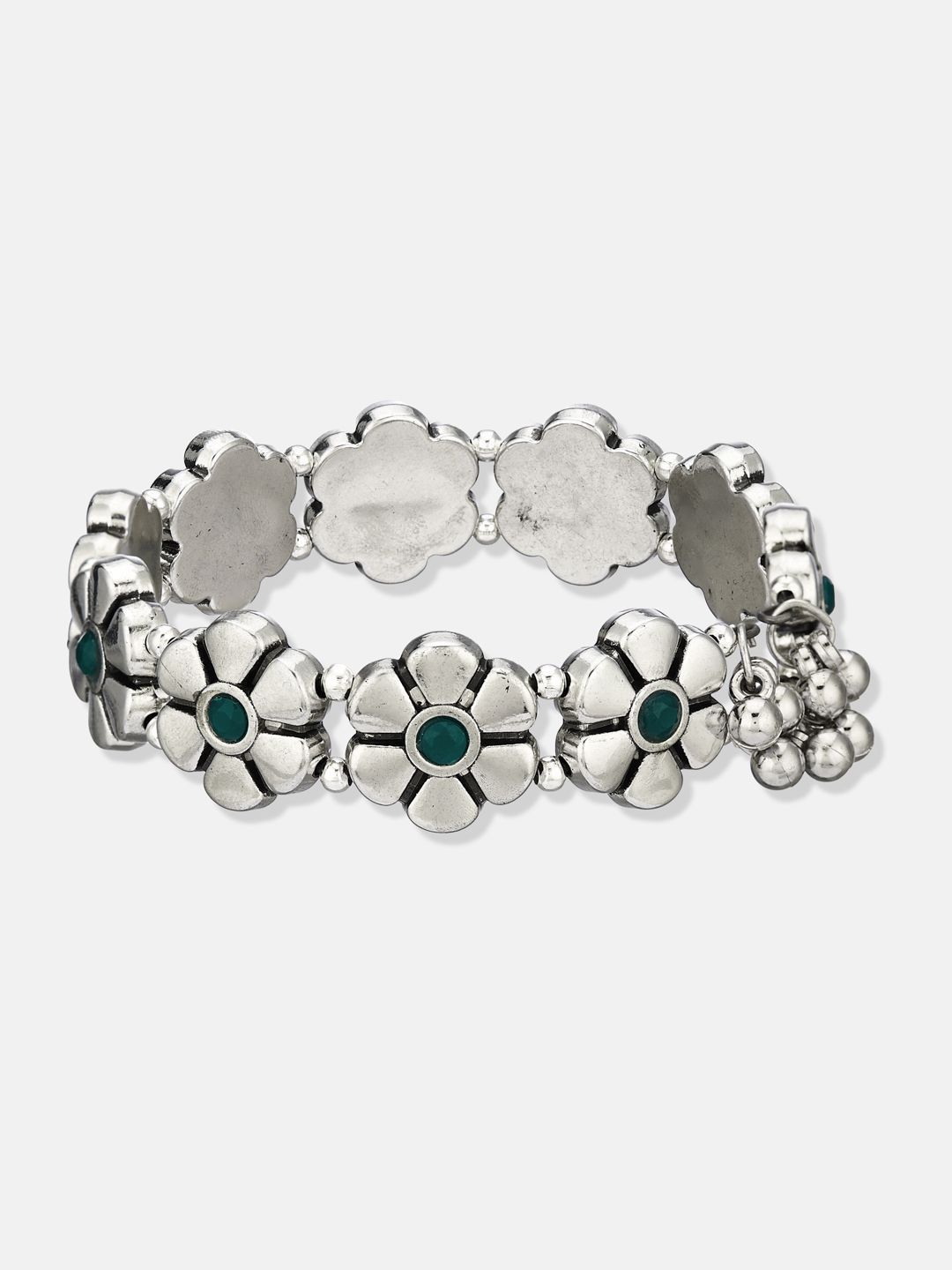 ATIBELLE Women 2 Brass Silver-Plated Wraparound Bracelet
