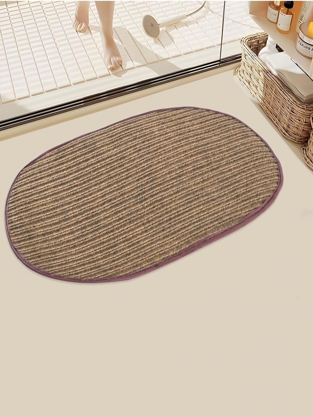 Aura Brown Self-Design Anti Skid Doormats-image-22