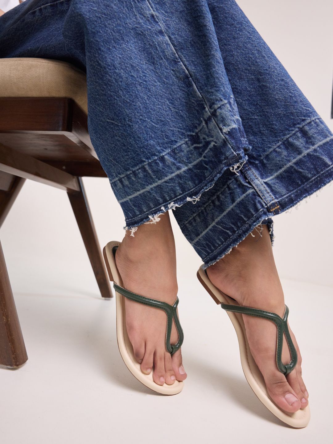 CAI Women Textured Open Toe T-Strap Flats-picture-15